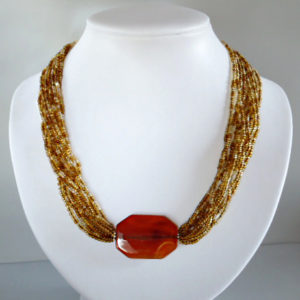 Brown Agate Pendant Necklace - HMJS