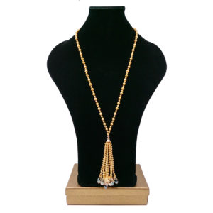 Gold pearl and crystal tassel necklace by HMJServices