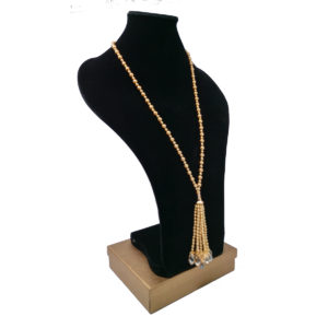 Gold pearl and crystal tassel necklace by HMJServices