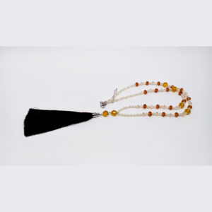 Cream Pearl & Black Silk Tassel Necklace by HMJServices