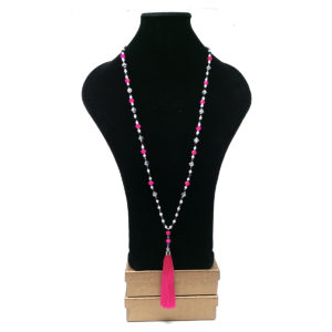 Pink Silk Tassel Necklace by HMJServices