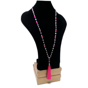 Pink Silk Tassel Necklace by HMJServices