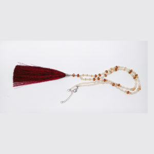 Red & Brown Silk Tassel Necklace by HMJServices