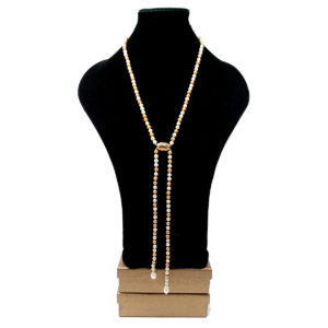 Asymmetrical Cream & Gold Pearl Necklace by HMJServices