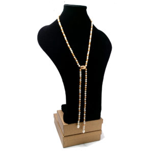 Asymmetrical Cream & Gold Pearl Necklace by HMJServices