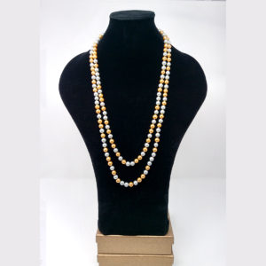 Long Layered Silver & Gold Pearl Necklace by HMJServices