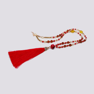 Long Red Silk Tassel Necklace by HMJServices
