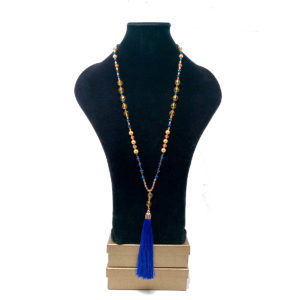 Long Royal Blue Silk Tassel Necklace by HMJServices