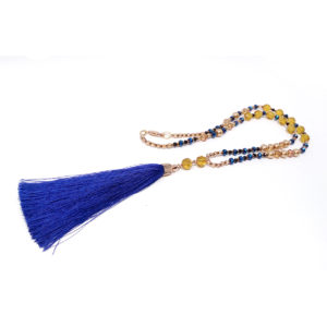 Long Royal Blue Silk Tassel Necklace by HMJServices