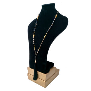 Long Black Silk Tassel Necklace by HMJServices