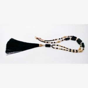 Long Black Silk Tassel Necklace by HMJServices